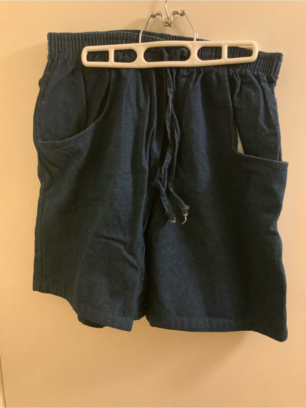 Vintage 90s Dark Blue Drawstring Bermuda Jean Shorts